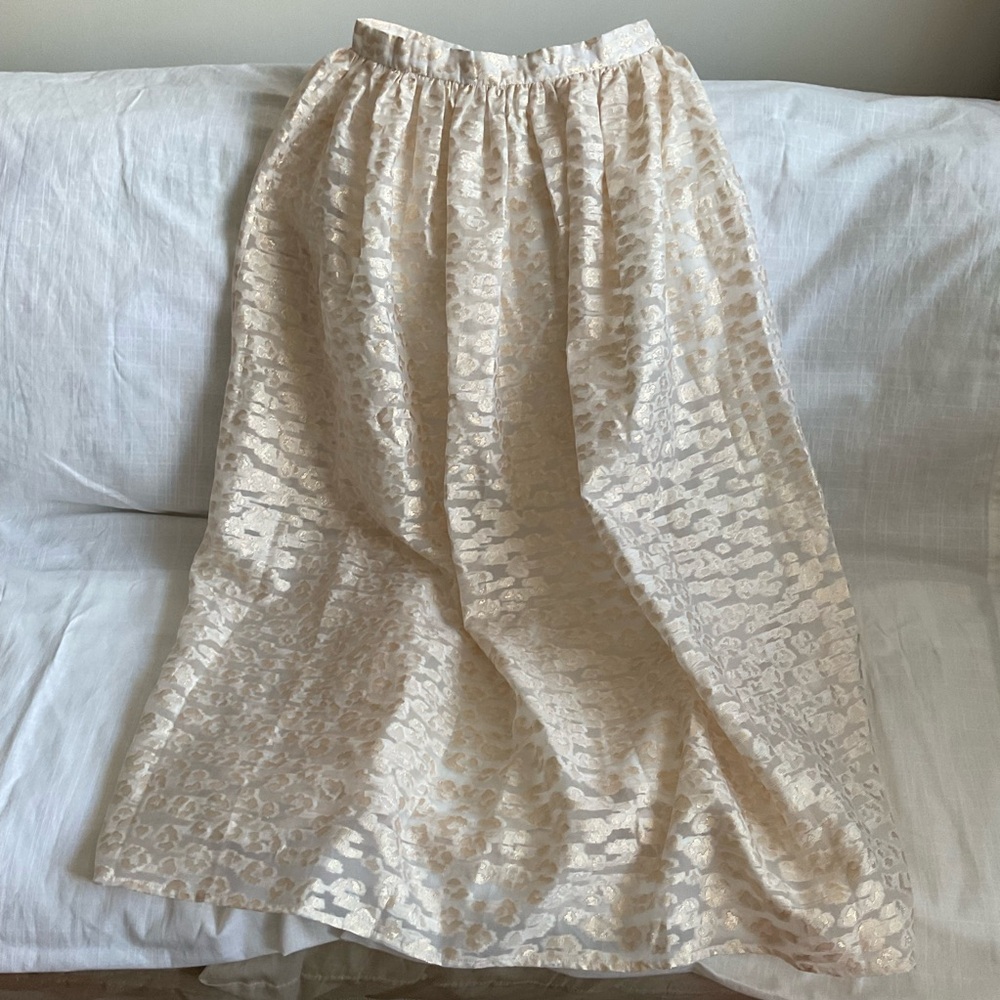 Anthropologie Cream Jacquard Maxi Skirt